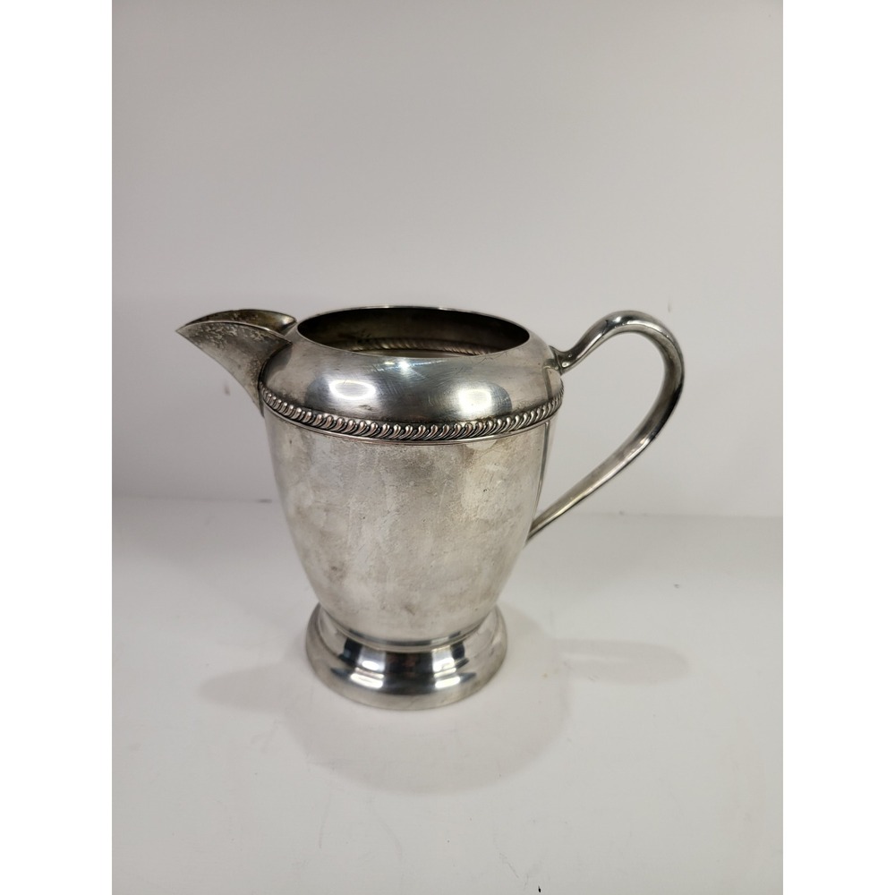 Vintage FB Rogers Silver Co Silver on Copper Pitcher 1807 Gadroon Trim 7in